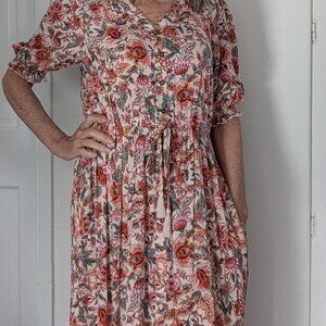 Indigo Rose floral print maxi dress